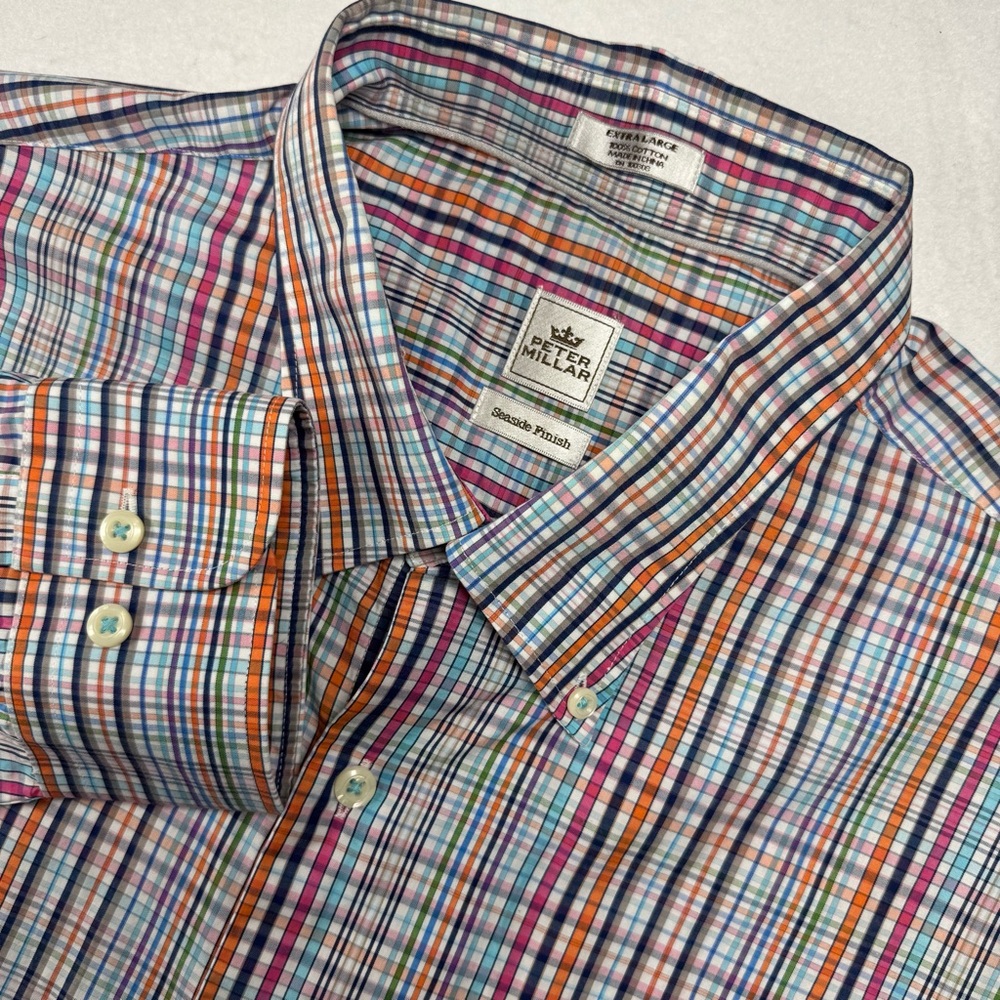 Peter Millar Seaside‎ Shirt XL Multicolor Stripe Coastal Golf